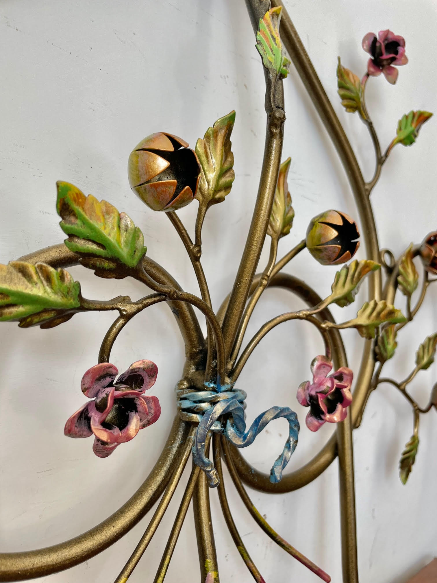 Arterameferro Attaccapanni A Parete In Ferro Battuto 3 Posti Con Rose – 70 Cm – Made In Italy - 5