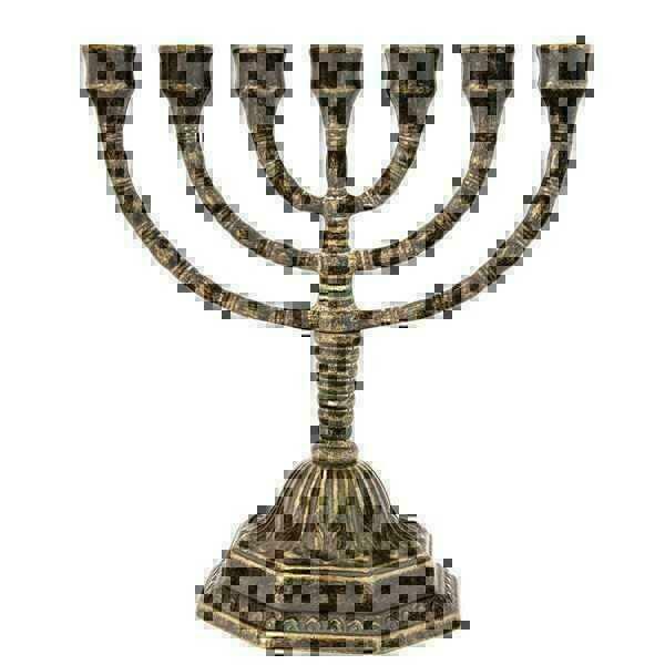 Candelabro Ebraico 7 O 9 Braccia Amenorà Menorah Candlestick Jewish 7 Arms Solid Brass average