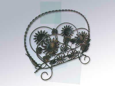 Arterameferro Attaccapanni Da Parete In Ferro Battuto 3 Posti Con Girasoli, 75x42 Cm, Colorato, Made In Italy - 5