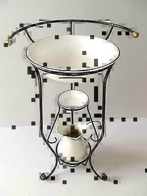SET TOILETTE IN Ceramica Brocca Catino E Piatto E Supporto In Ferro Battuto. EUR 250,00 - IT