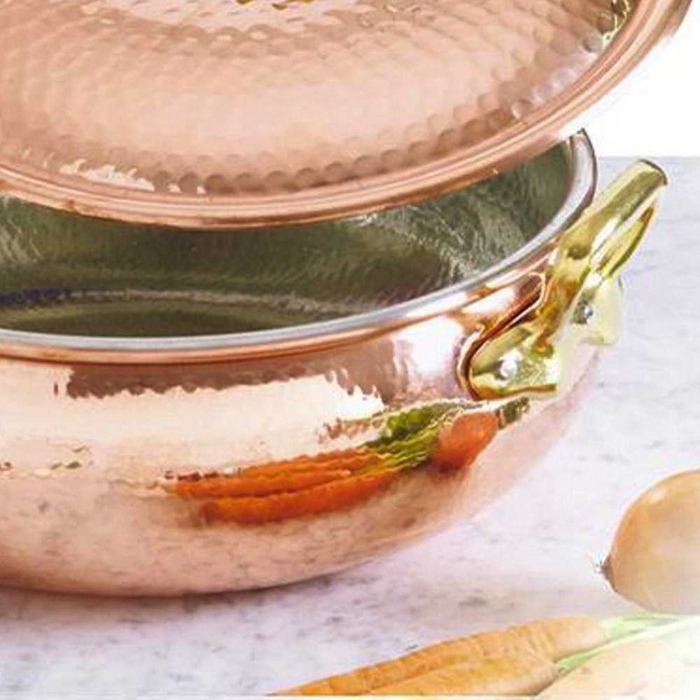 Pentola ovale in rame da cucina artigianale