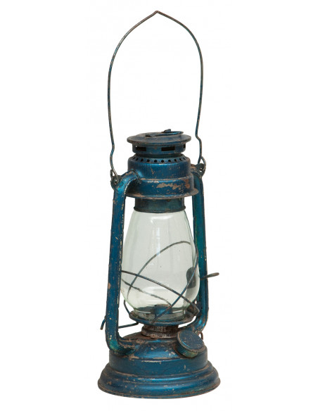 Antica lanterna a petrolio da minatore in latta di ferro