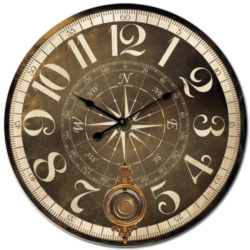 Orologio da parete con pendolo e docoro Rosa dei Venti