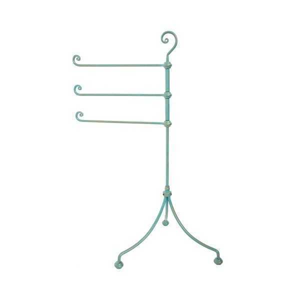 Portasciugamani Da Parete DII In Metallo, Stile Rustico Fattoria, Verde Acqua - 43x14x25 Cm