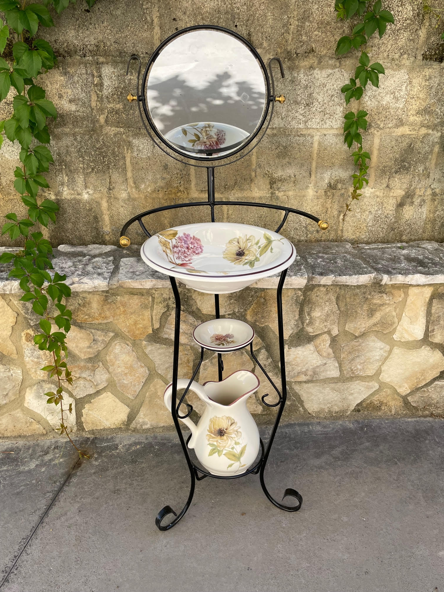 Set da toeletta antico blu cobalto e vetro dorato attribuito a Moser, fine XIX secolo, set di 5 in vendita su
