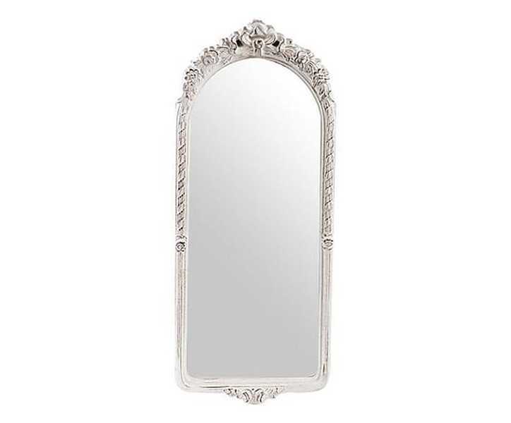 Specchio bianco ad arco in legno stile shabby