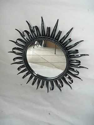 Complementi d'Arredo, Specchio rotondo cornice in ferro battuto a forma  raggi di Sole